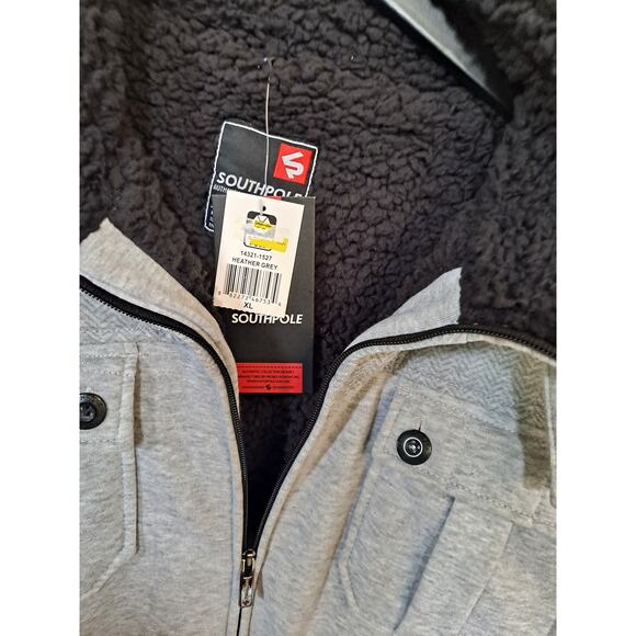 NWT SouthPole Heather Gray Full Zip Fleece Lined Sweatshirt Size XL - Picture 6 of 10